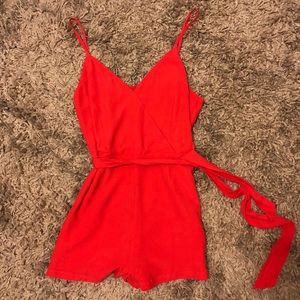 B.B. Dakota bright coral pink romper